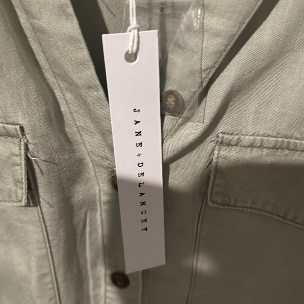 NWT Jane + Delancey button up blouse size small in greenish grey - Picture 4 of 5